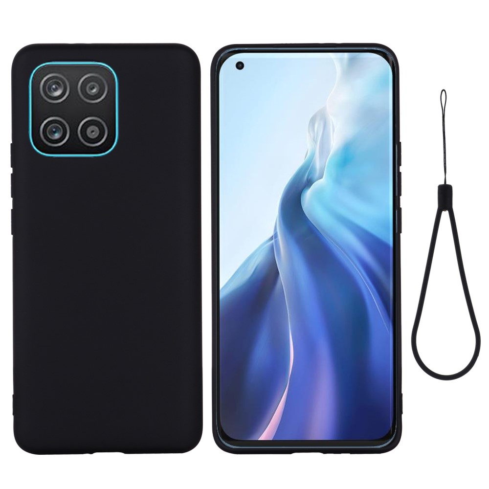  Samsung Galaxy A03 Skal Liquid Silikon Med Strap Svart