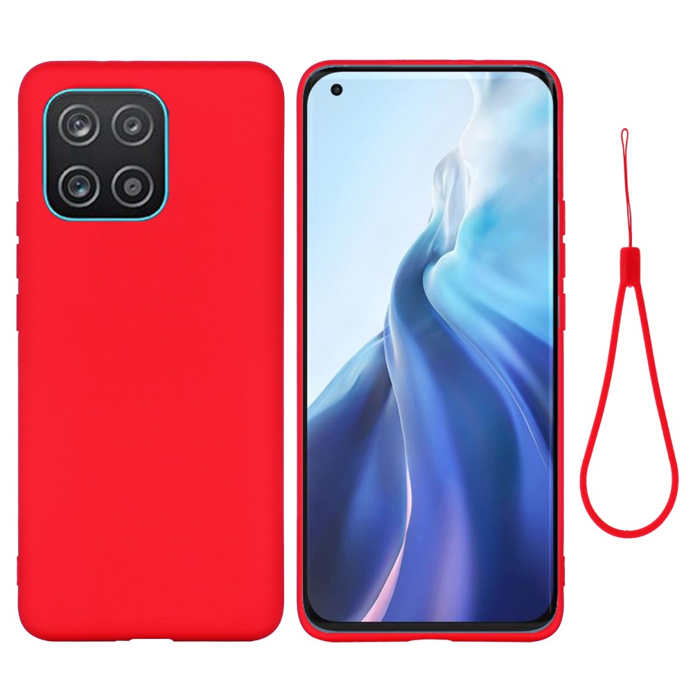  Samsung Galaxy A03 Skal Liquid Silikon Med Strap Röd
