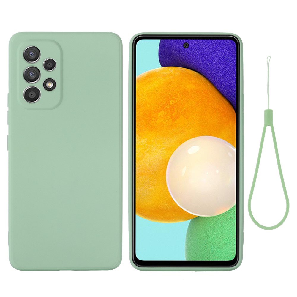  Samsung Galaxy A53 5G Skal Liquid Silikon Med Strap Grön