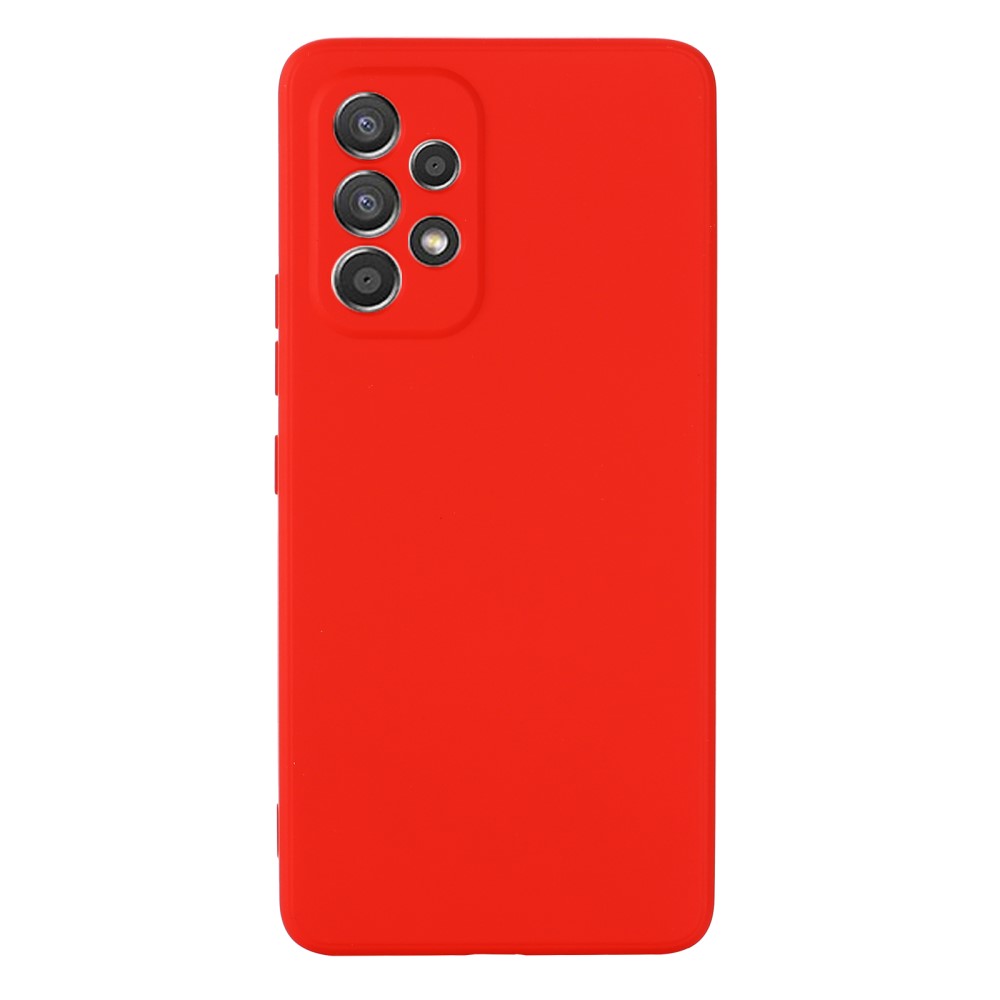  Samsung Galaxy A53 5G Skal Liquid Silikon Med Strap Röd