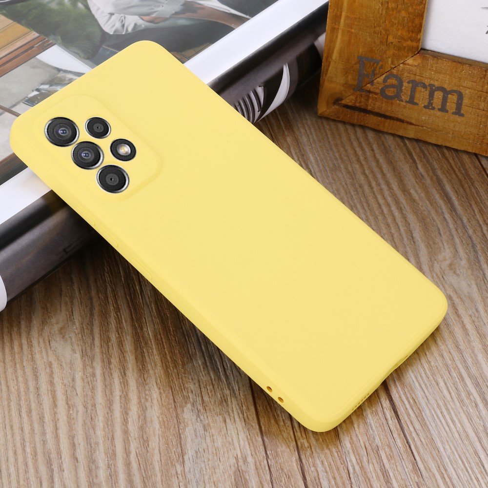  Samsung Galaxy A53 5G Skal Liquid Silikon Med Strap Gul