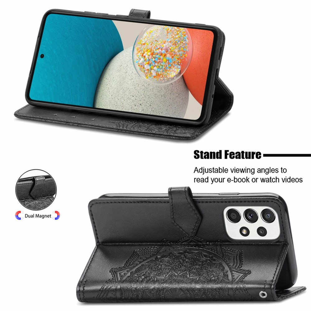  Samsung Galaxy A53 5G Fodral Mandala Läder Svart