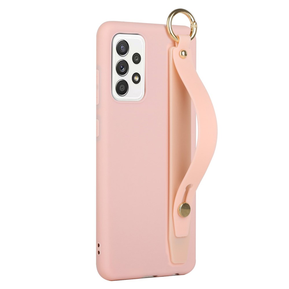  Samsung Galaxy A53 5G Skal TPU Med Fingerstrap Ljus Rosa