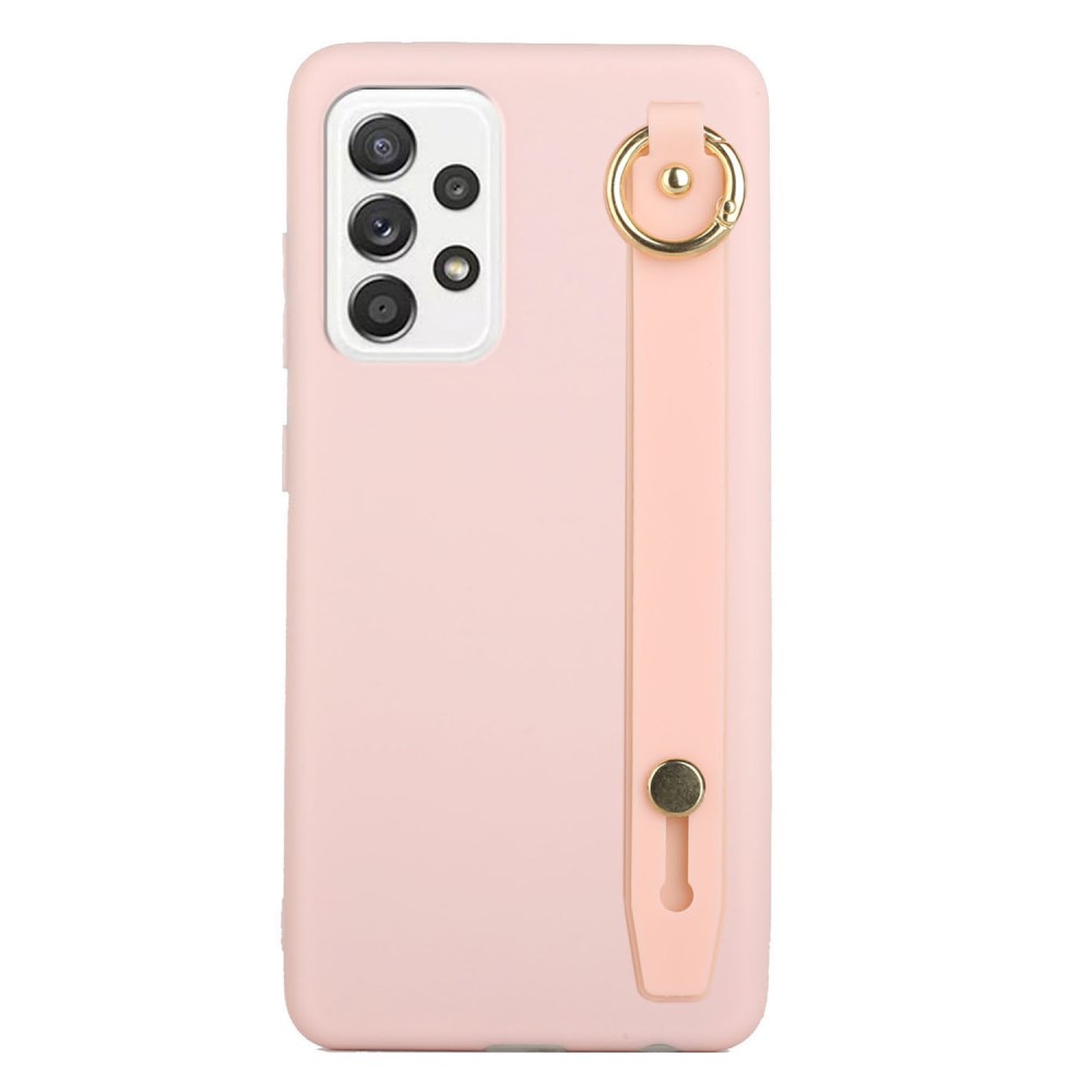  Samsung Galaxy A53 5G Skal TPU Med Fingerstrap Ljus Rosa