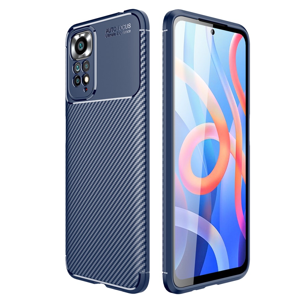  Xiaomi Redmi Note 11 4G Skal Kolfiber Textur Blå