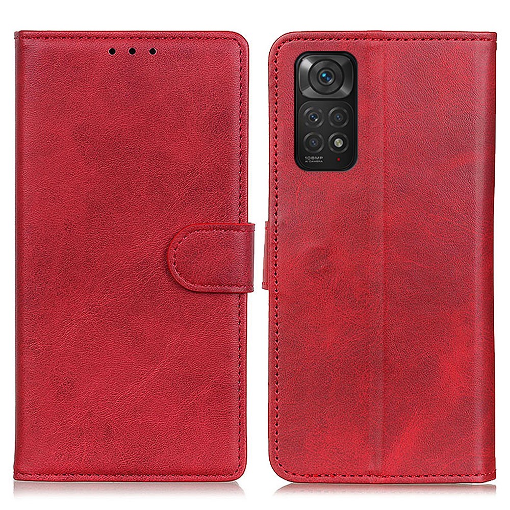  Xiaomi Redmi Note 11 4G Fodral Solid Läder Röd