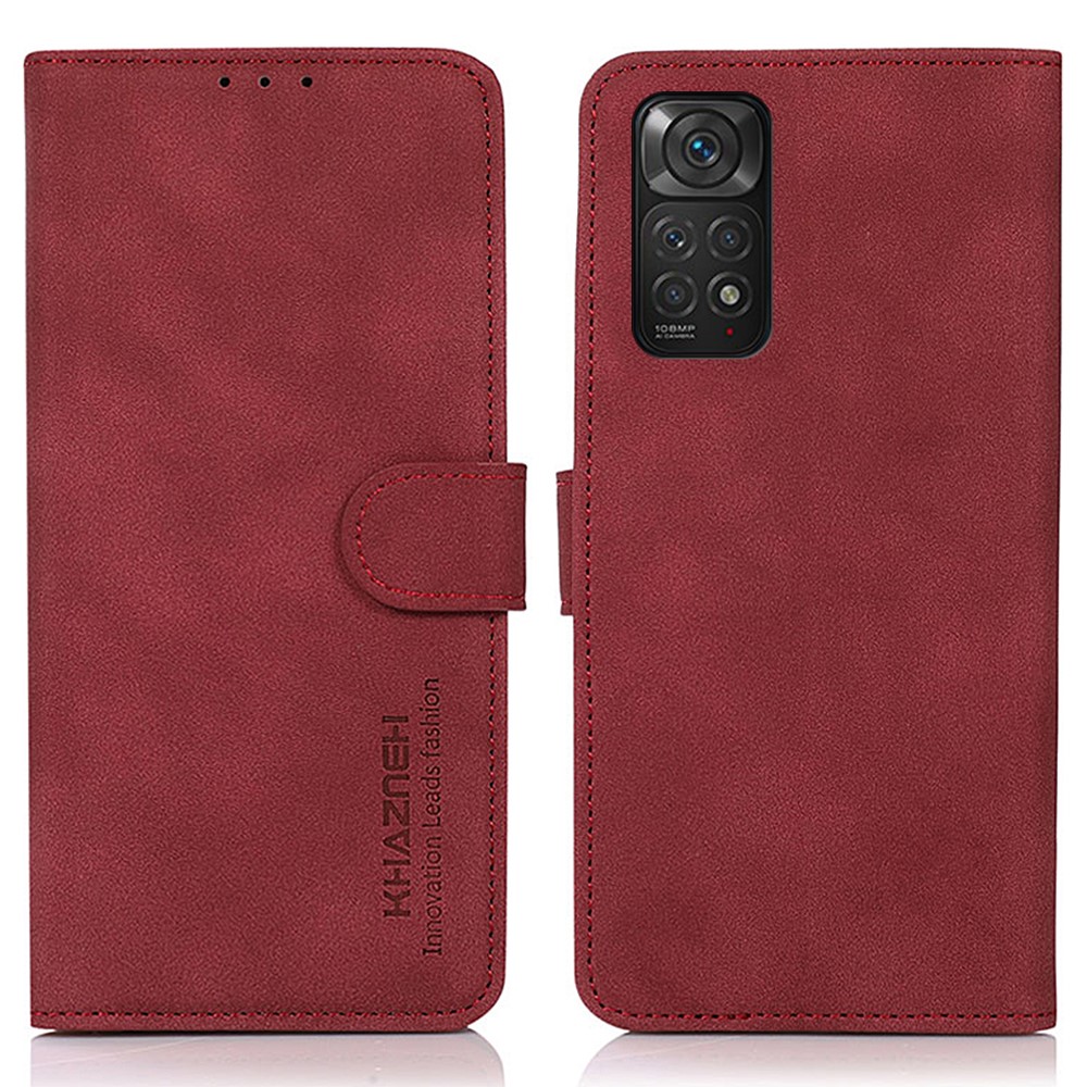 KHAZNEH KHAZNEH Xiaomi Redmi Note 11 4G Fodral Retro Läder Röd
