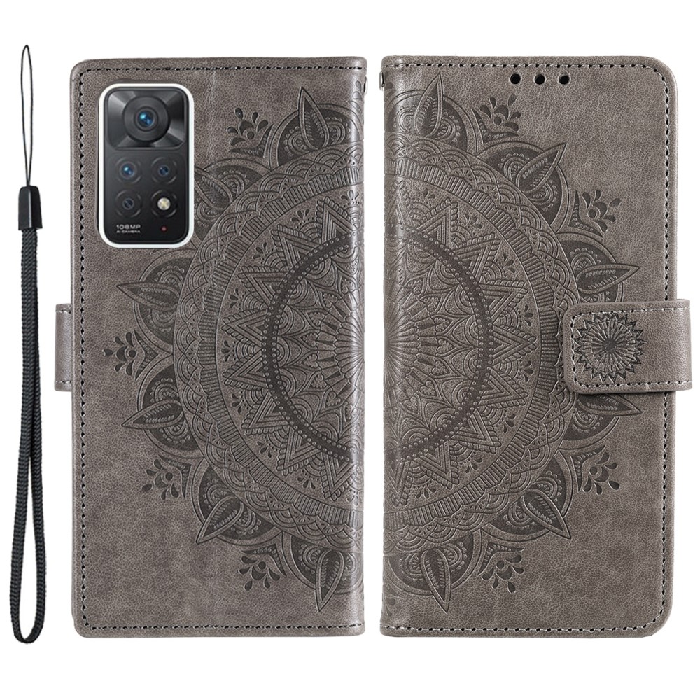  Xiaomi Redmi Note 11 Pro 5G Fodral Mandala Läder Grå