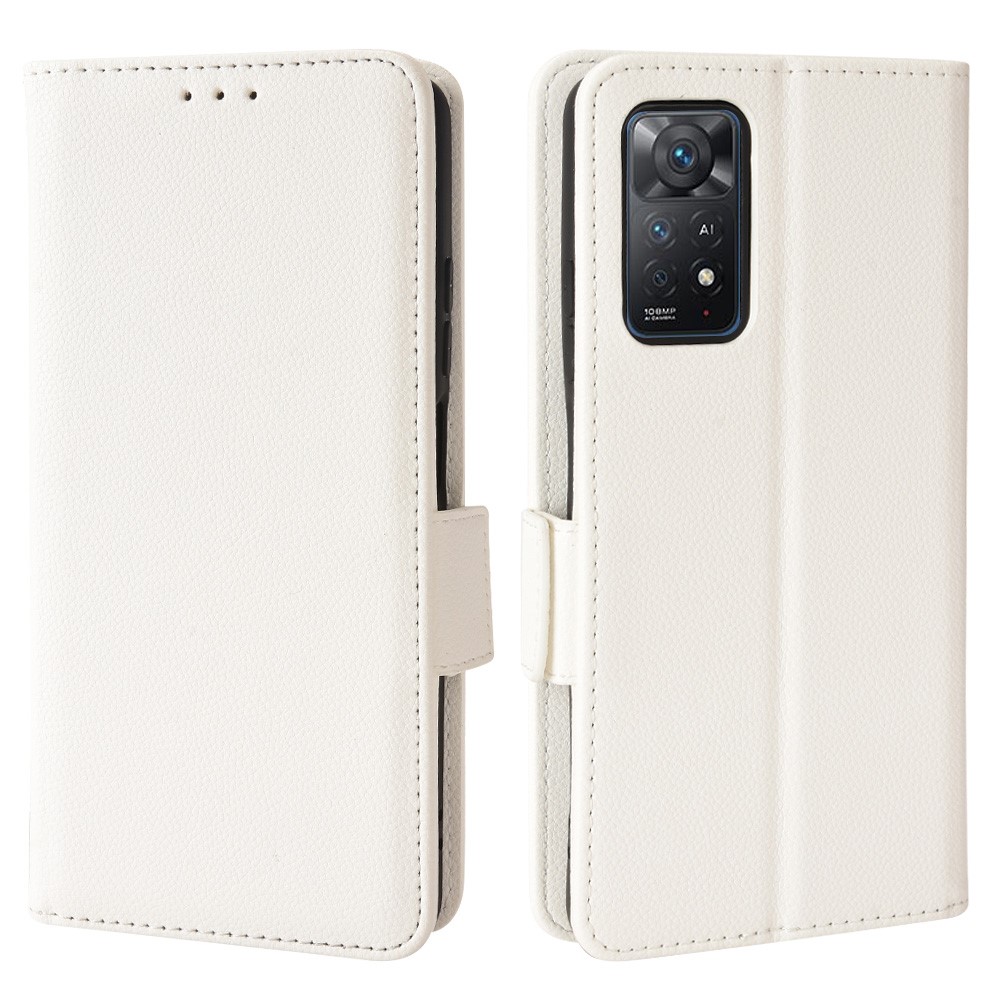  Xiaomi Redmi Note 11 Pro 5G Fodral Litchi Textur Vit