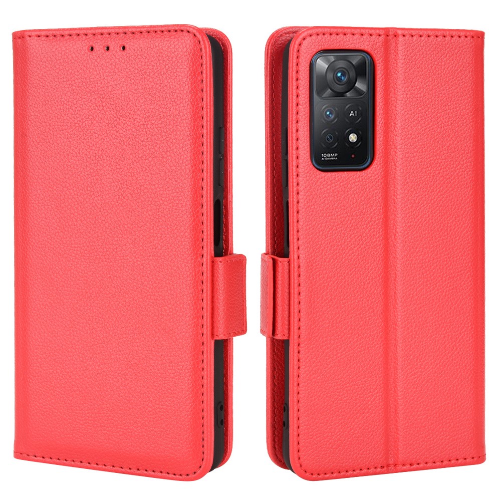  Xiaomi Redmi Note 11 Pro 5G Fodral Litchi Textur Röd