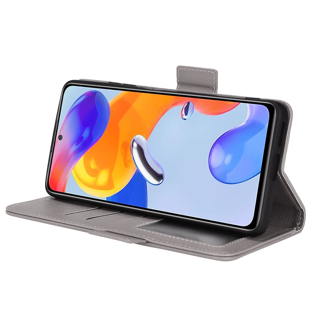  Xiaomi Redmi Note 11 Pro 5G Fodral Litchi Textur Grå