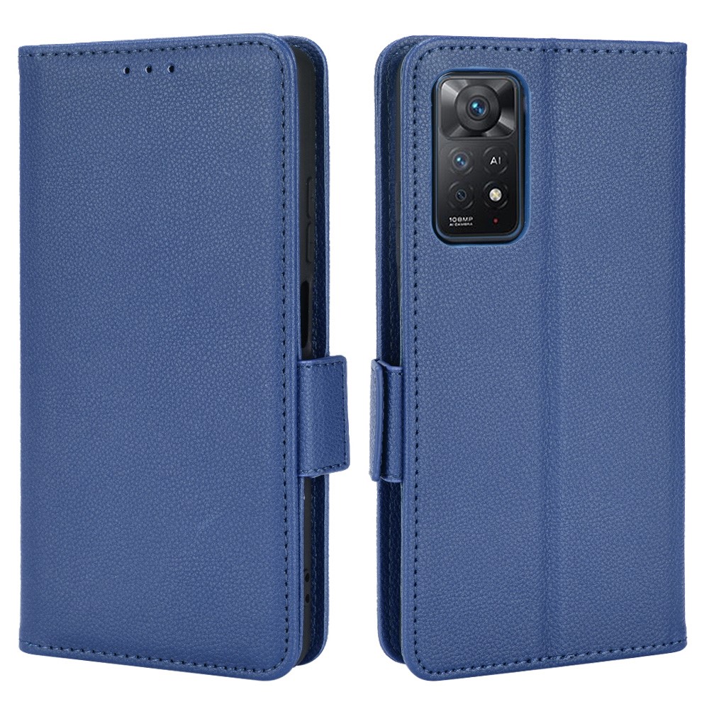  Xiaomi Redmi Note 11 Pro 5G Fodral Litchi Textur Blå