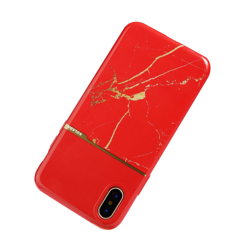 SULADA iPhone X/Xs - SULADA Marmor Skal - Röd