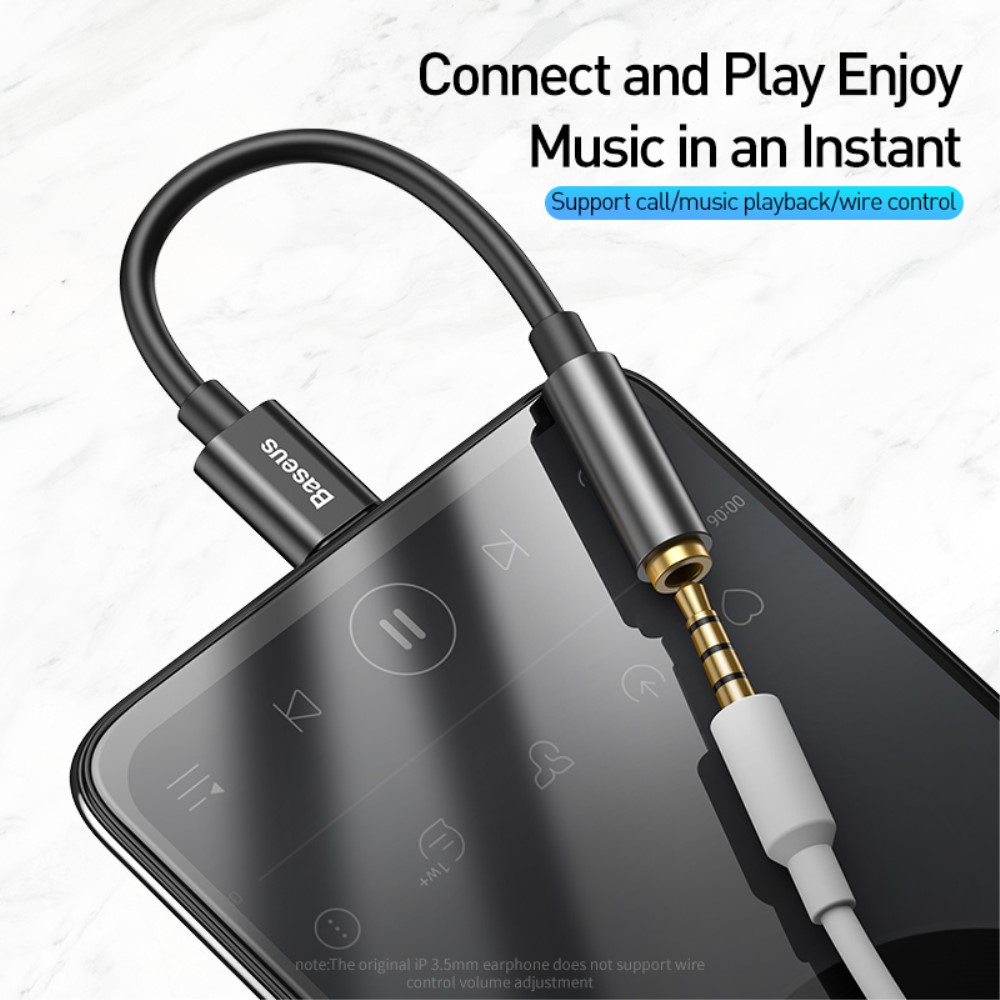 BASEUS BASEUS USB-C till 3.5mm AUX Adapter, DAC Svart