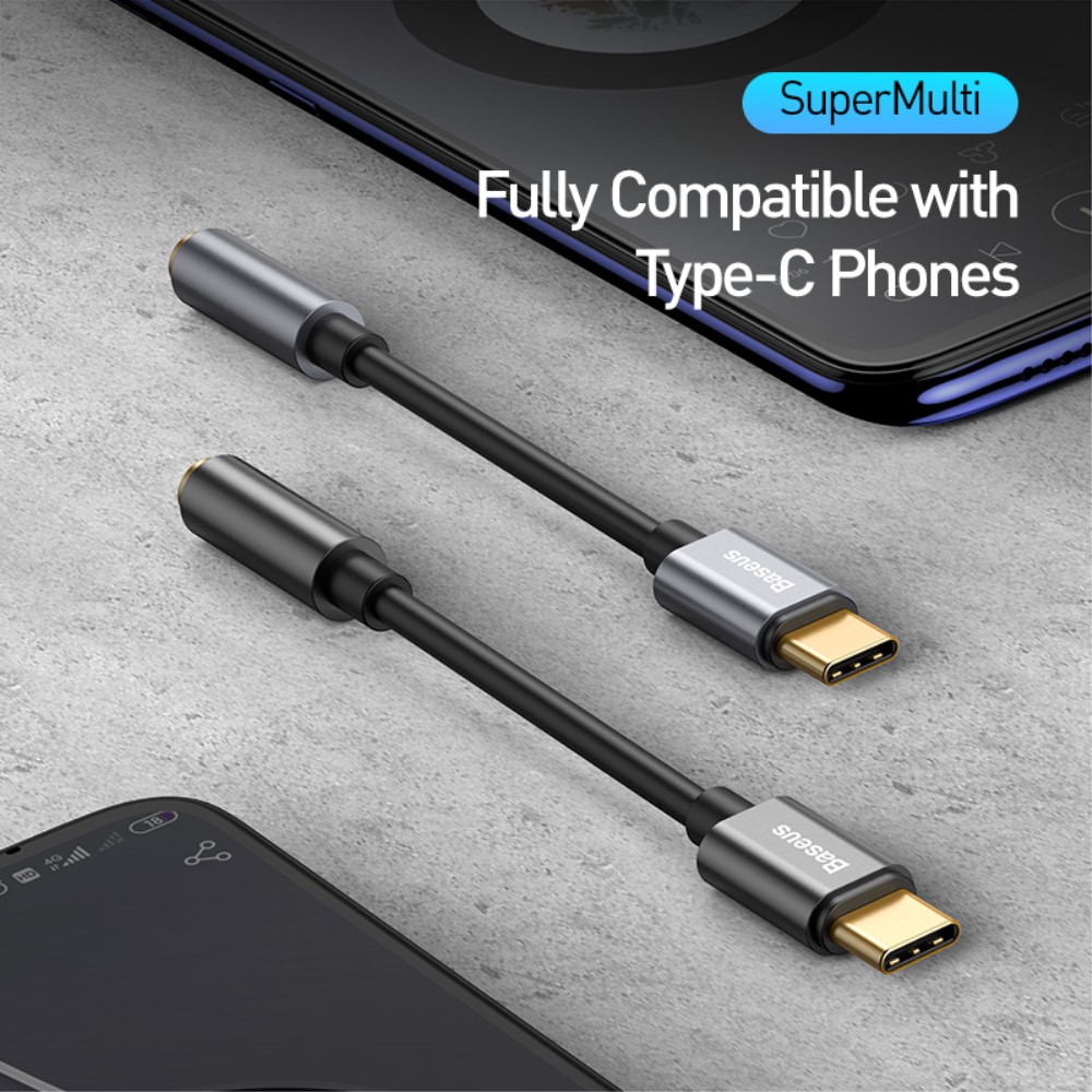 BASEUS BASEUS USB-C till 3.5mm AUX Adapter, DAC Svart