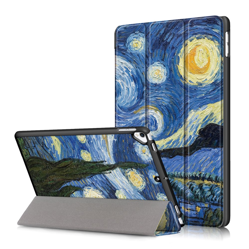  iPad 10.2 2019/2020/2021 Fodral Tri-Fold Brush Painting