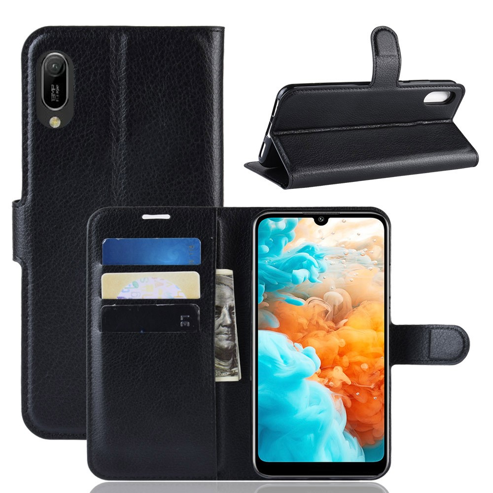  Huawei Y6 (2019) - Litchi Plånboksfodral - Svart
