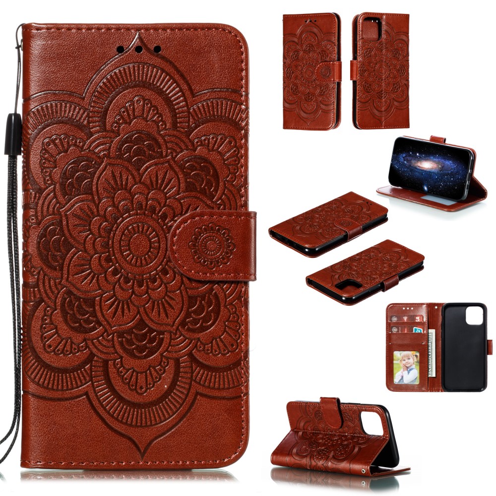  iPhone 11 Pro - Plånboksfodral Mandala - Brun