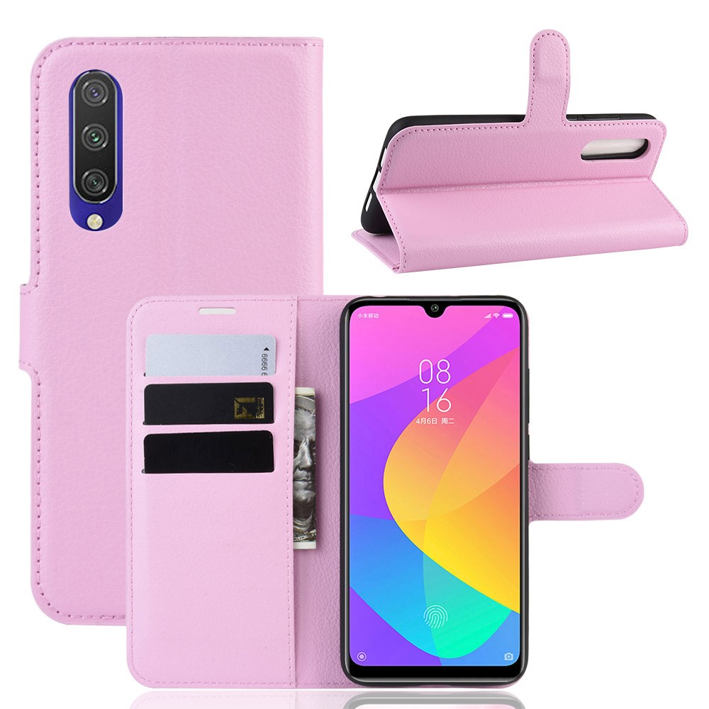  Xiaomi Mi A3 - Litchi Plånboksfodral - Ljus Rosa