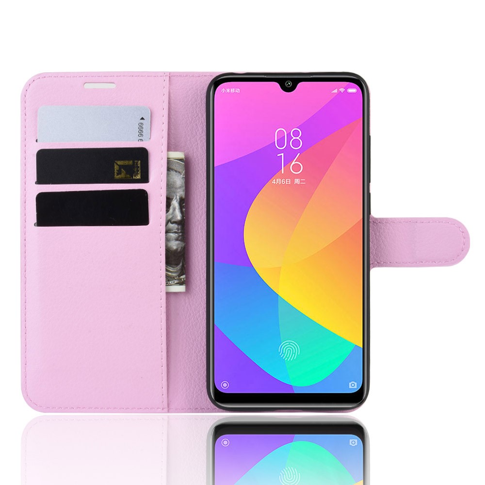  Xiaomi Mi A3 - Litchi Plånboksfodral - Ljus Rosa