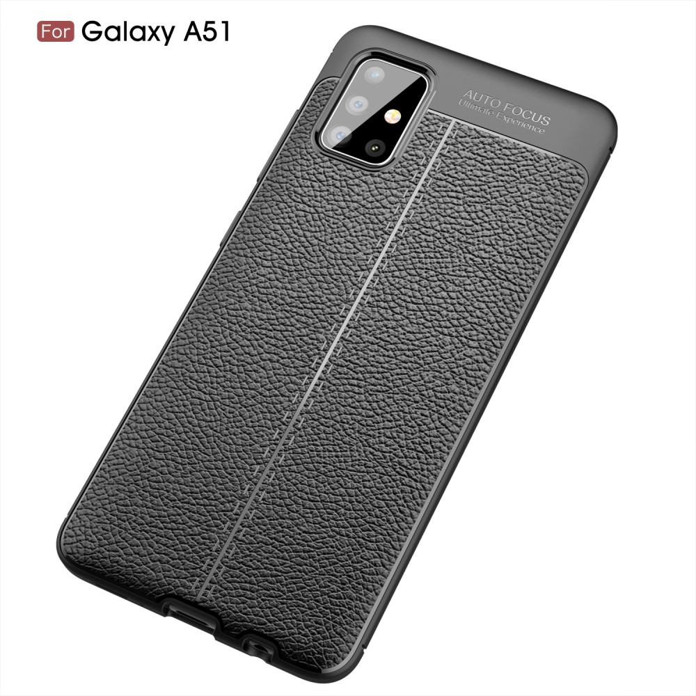  Samsung Galaxy A51 - Litchi Textur Skal - Svart