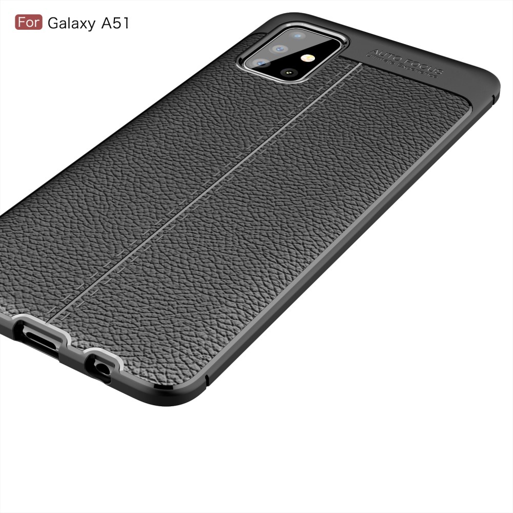  Samsung Galaxy A51 - Litchi Textur Skal - Svart