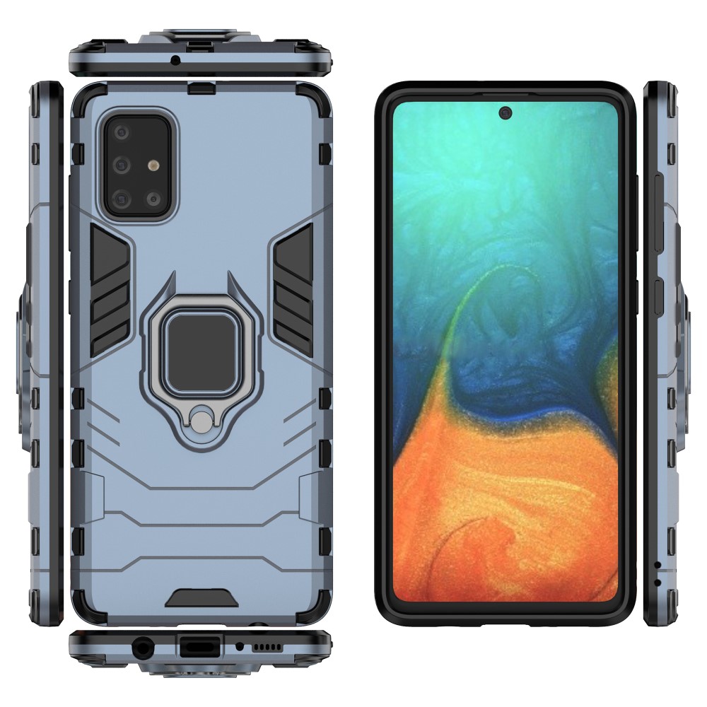  Samsung Galaxy A71 - Hybrid Ring Skal - Navy Blue