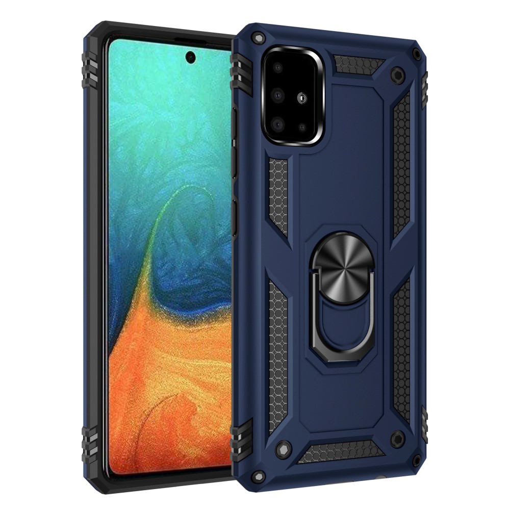  Samsung Galaxy A71 - Hybrid Ring Skal - Mörk Blå