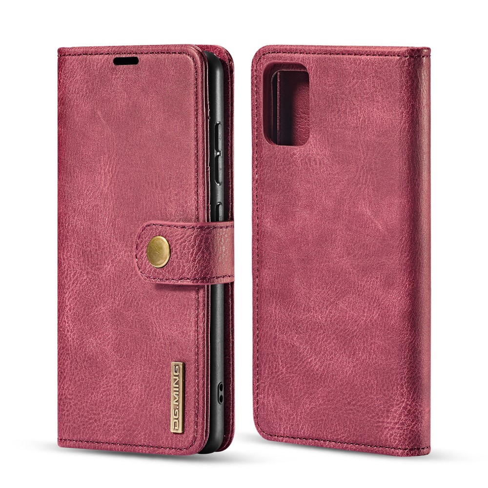 DG.MING Samsung Galaxy A71 - DG.MING Plånboksfodral/Magnet Skal - Vinröd