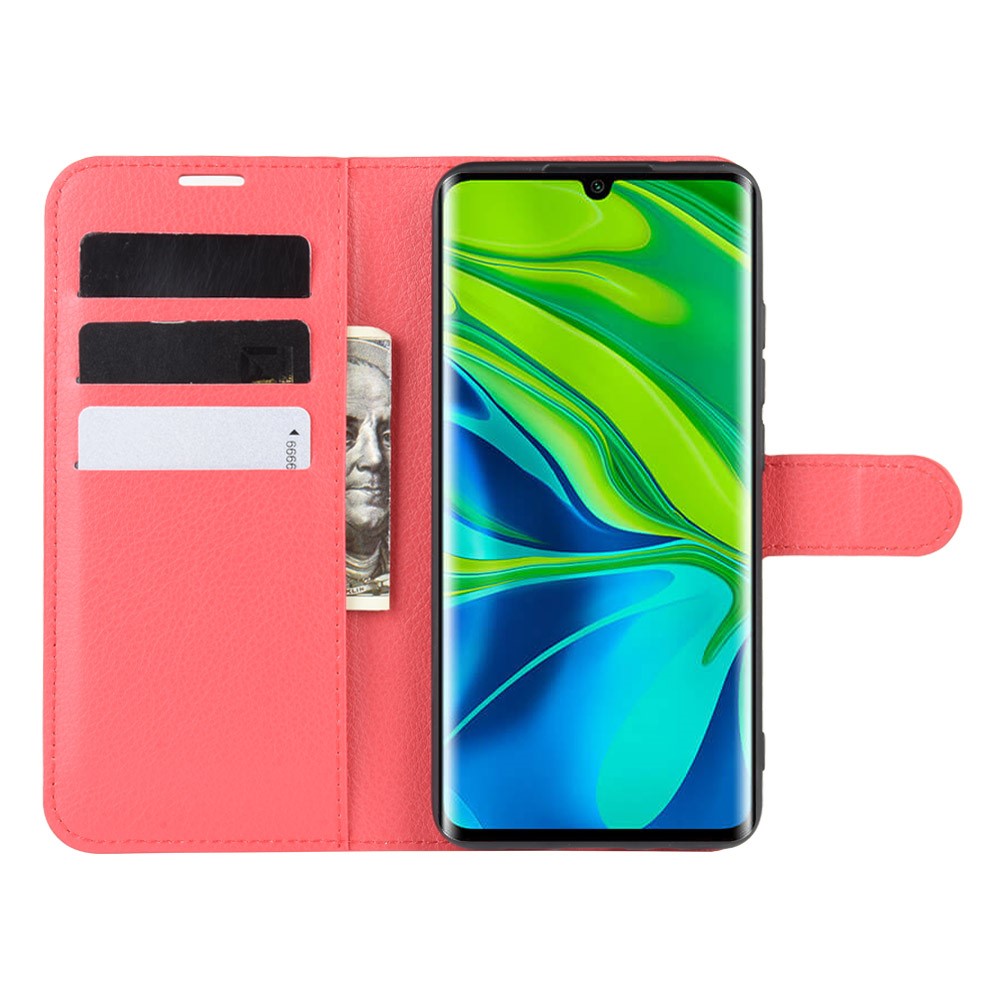  Xiaomi Mi Note 10/10 Pro - Litchi Plånboksfodral - Röd