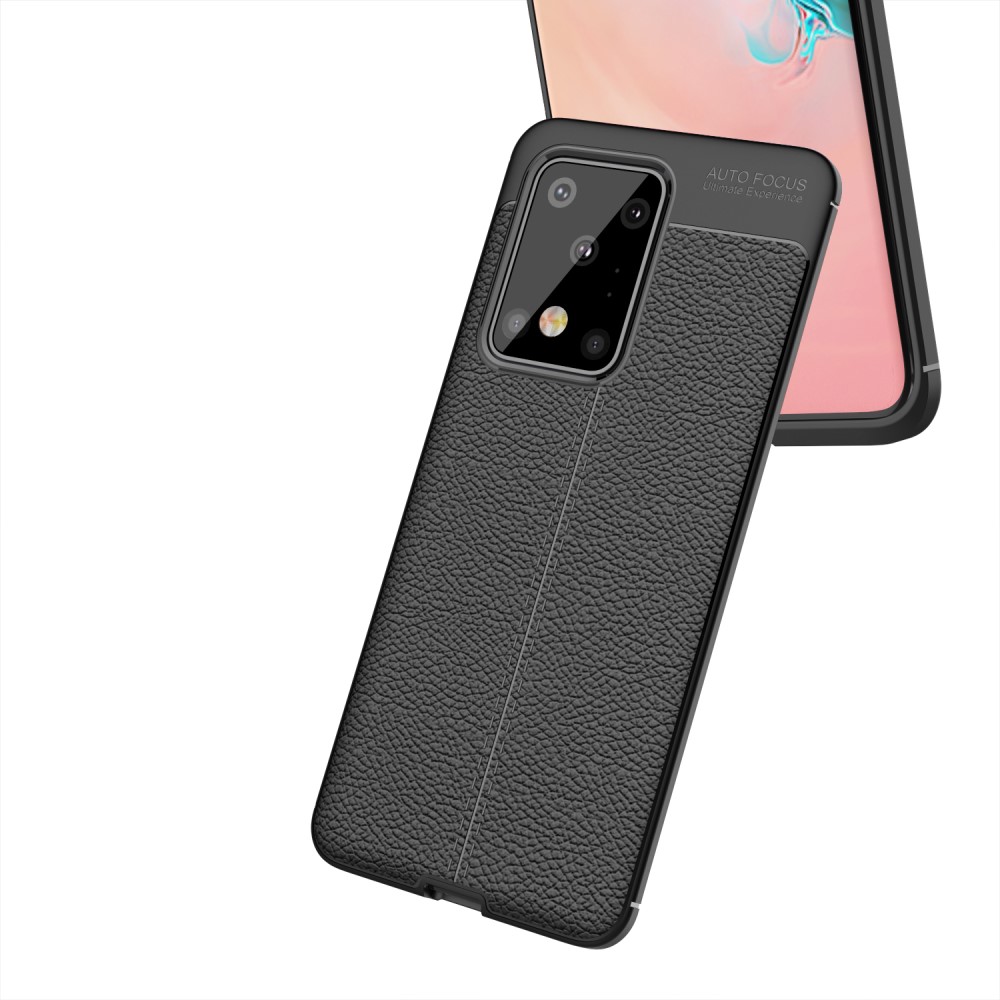  Samsung Galaxy S20 Ultra - Litchi Skal - Svart