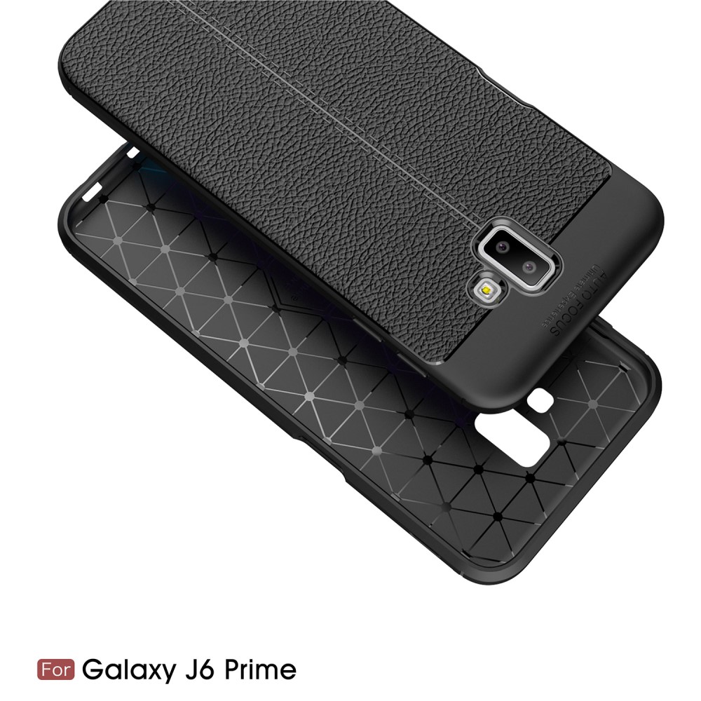  Samsung Galaxy J6 Plus - Litchi läderskal - Svart