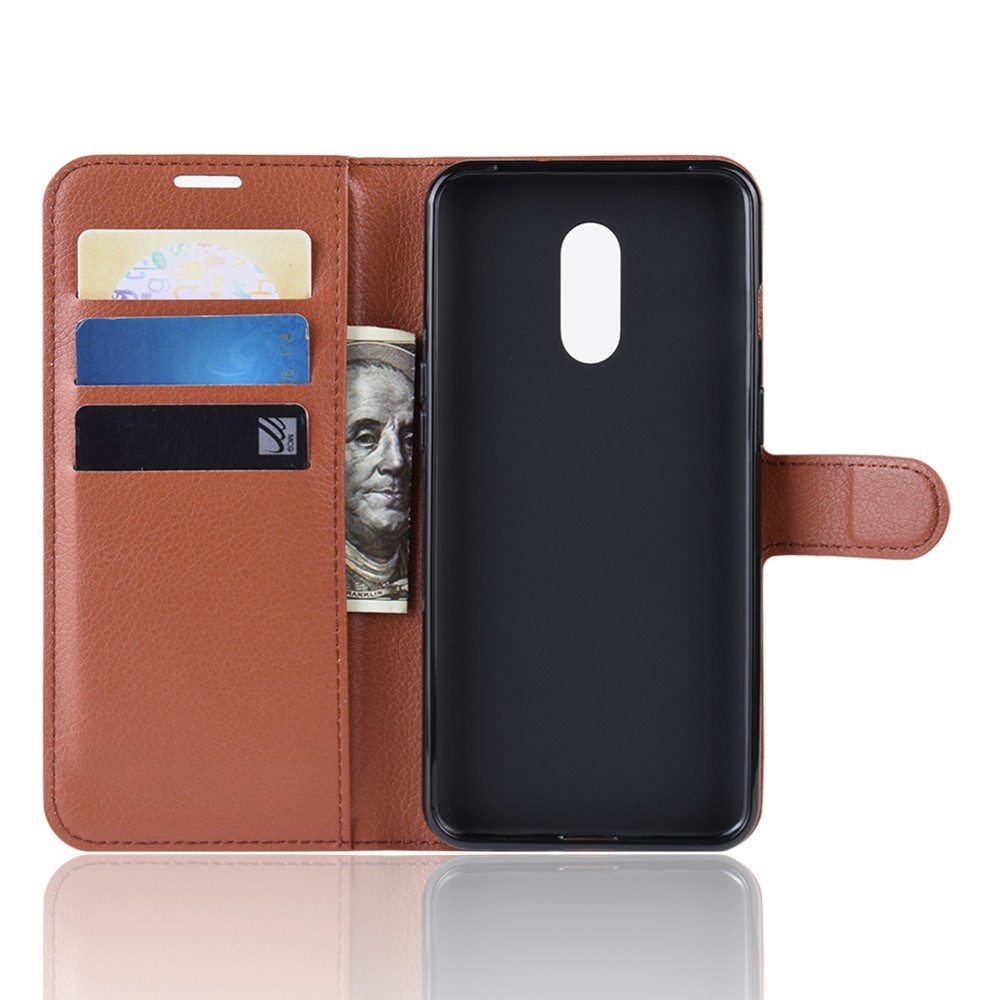 OnePlus 7 - Litchi Plånboksfodral - Brun