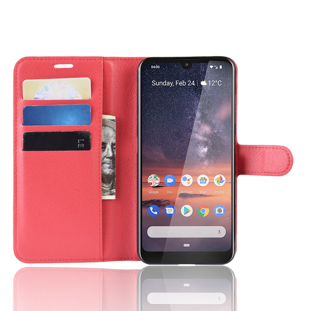  Nokia 3.2 - Litchi Plånboksfodral - Röd