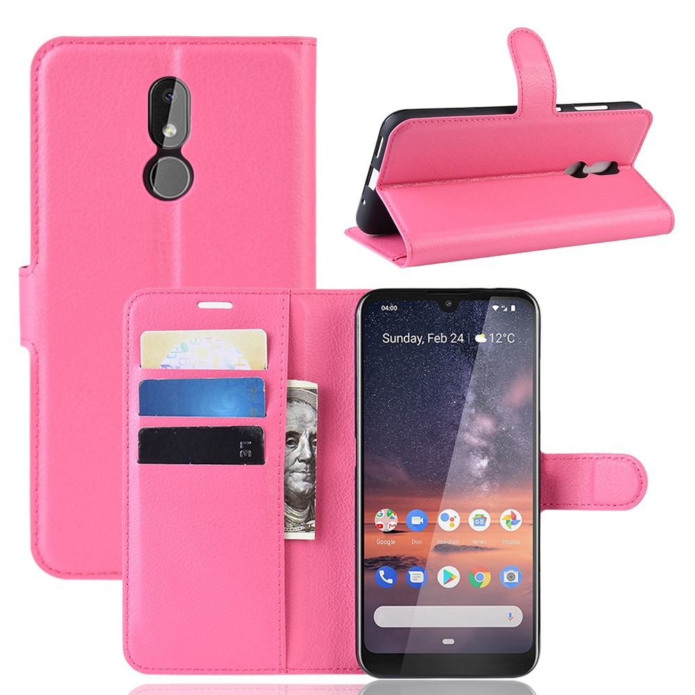  Nokia 3.2 - Litchi Plånboksfodral - Rosa