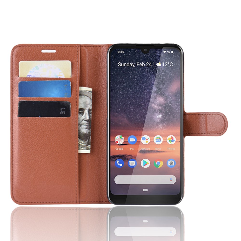  Nokia 3.2 - Litchi Plånboksfodral - Brun
