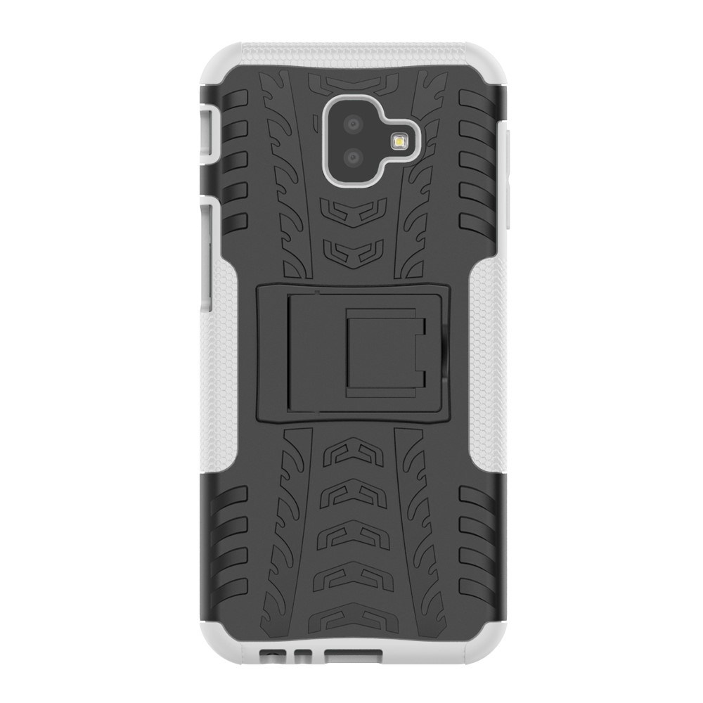  Samsung Galaxy J6 Plus - Stöttåliga skalet med stöd - Vit
