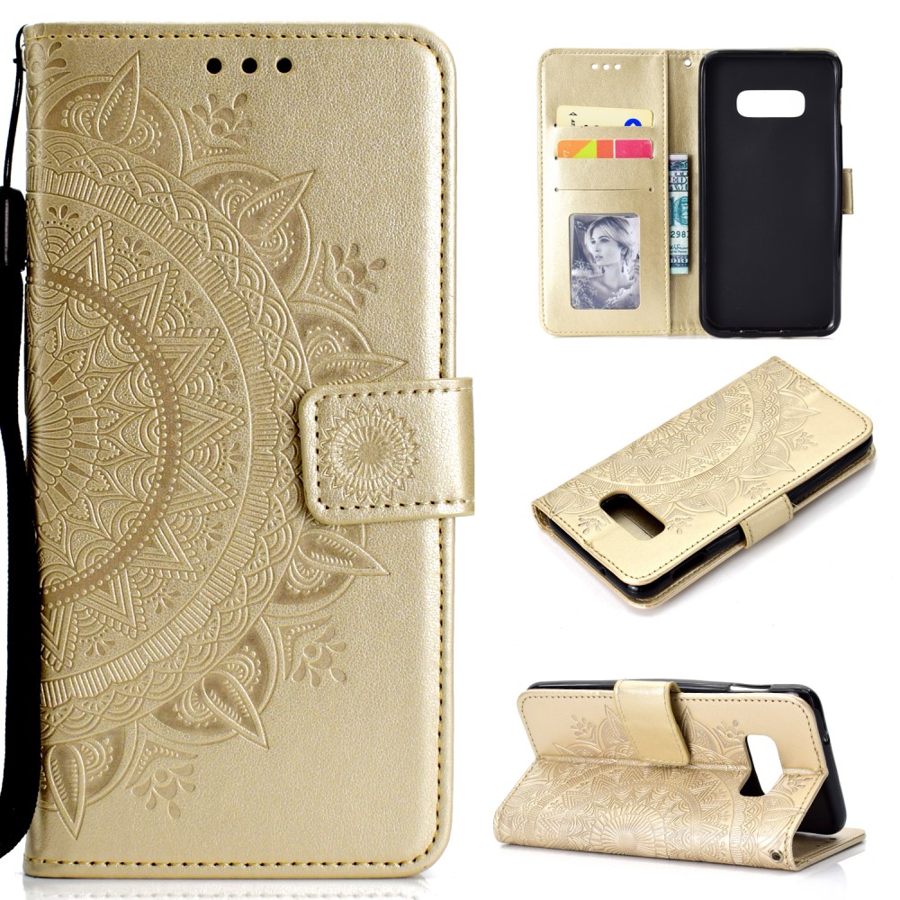  Samsung Galaxy S10e - Mandala Plånboksfodral - Guld