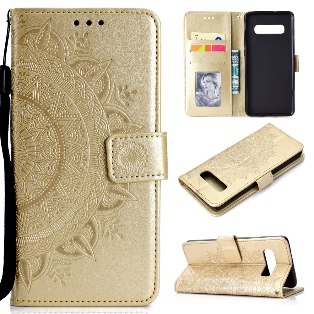  Samsung Galaxy S10 - Mandala Plånboksfodral - Guld
