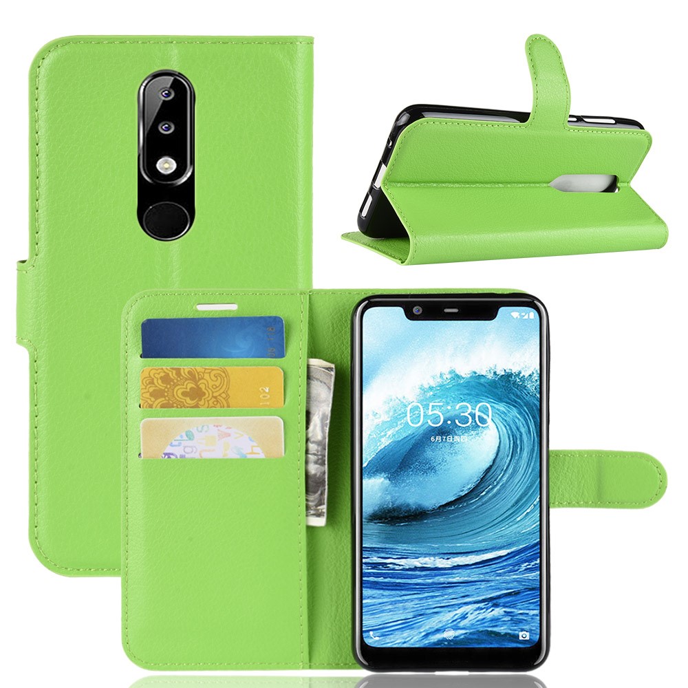  Nokia 5.1 Plus - Litchi Plånboksfodral - Grön