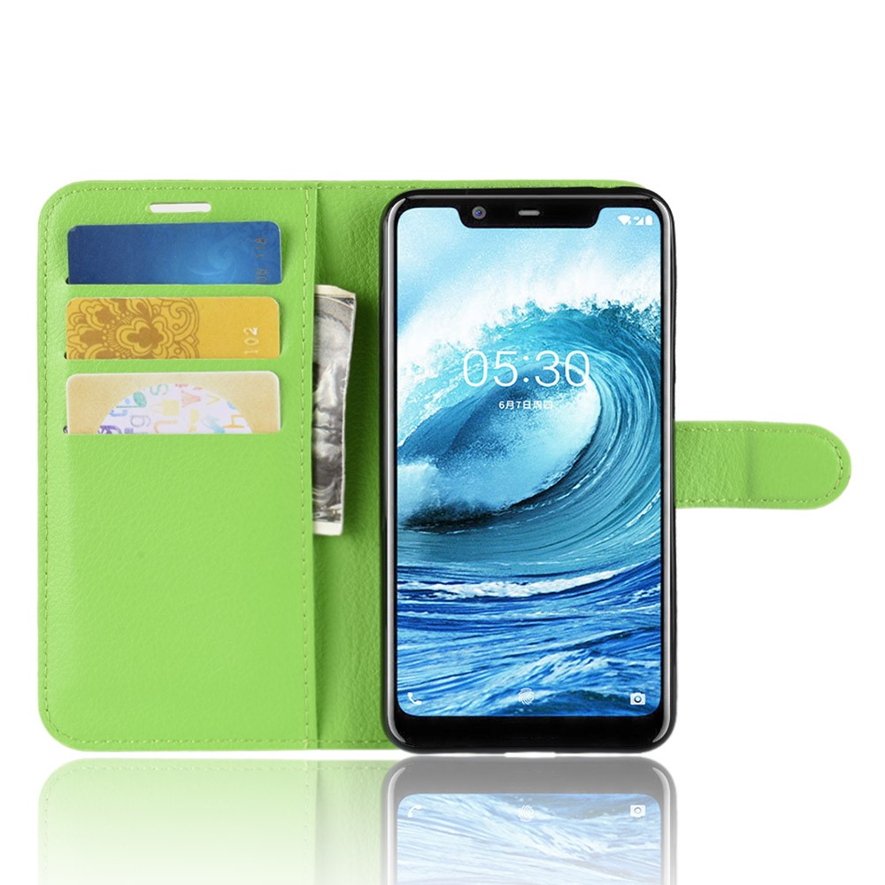  Nokia 5.1 Plus - Litchi Plånboksfodral - Grön