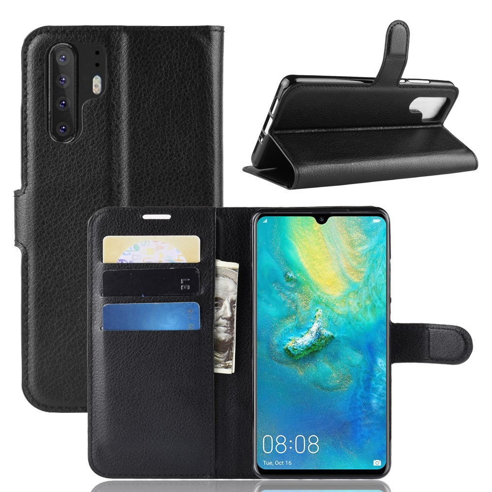  Huawei P30 Pro - Litchi Plånboksfodral - Svart