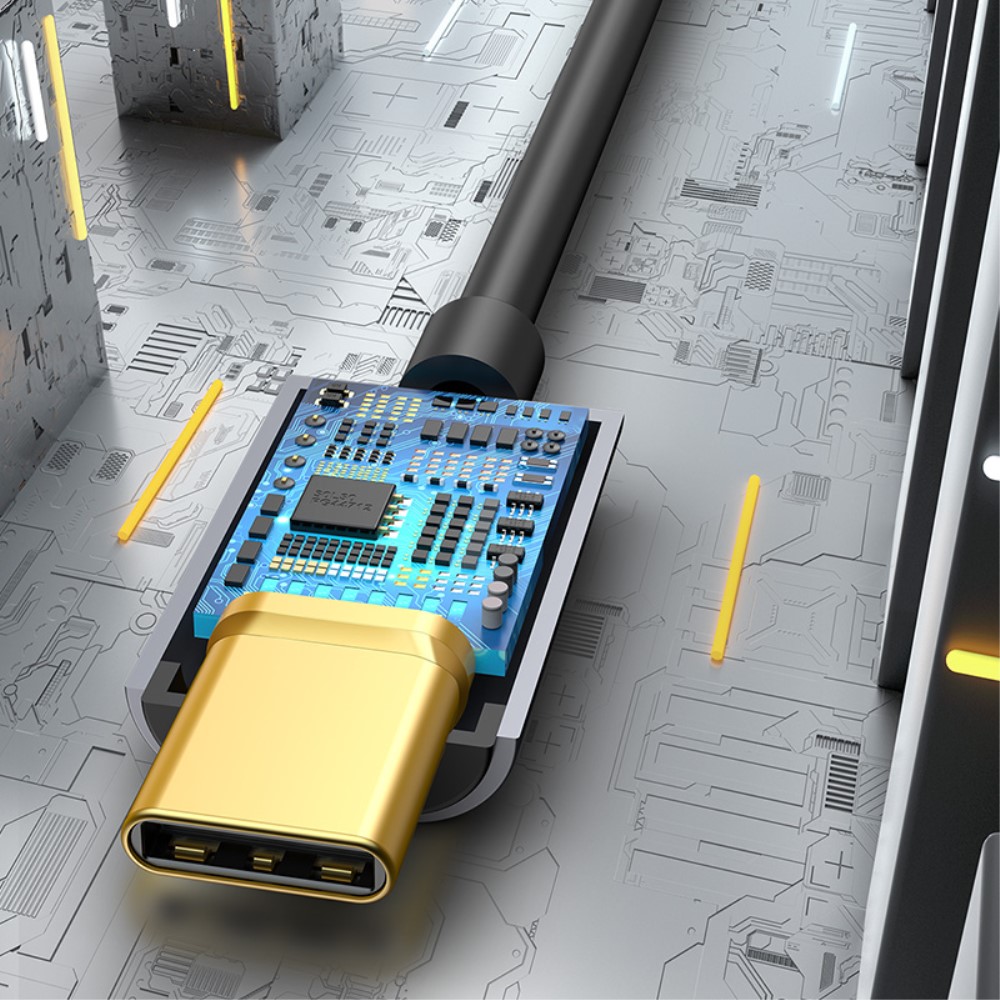 BASEUS BASEUS USB-C till 3.5mm AUX Adapter, DAC Mörk Grå