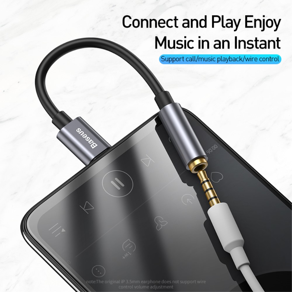 BASEUS BASEUS USB-C till 3.5mm AUX Adapter, DAC Mörk Grå