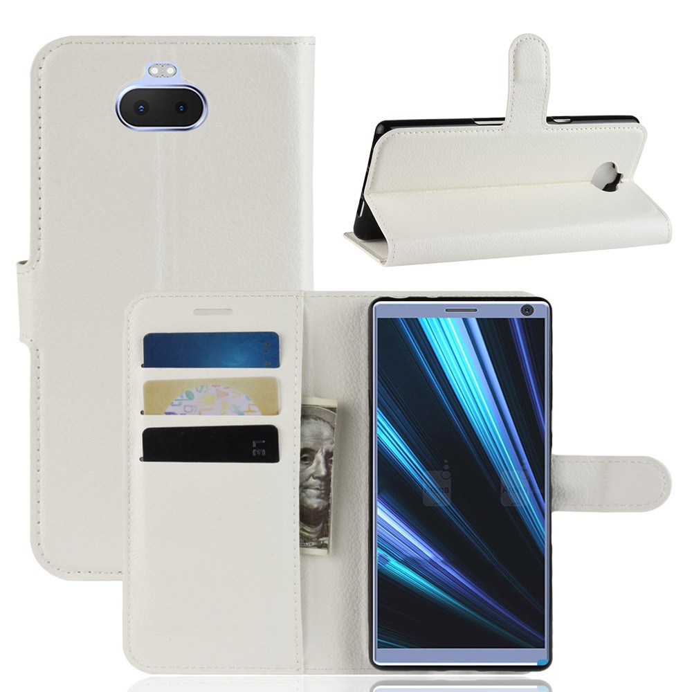  Sony Xperia 10 Plus - Litchi Plånboksfodral - Vit