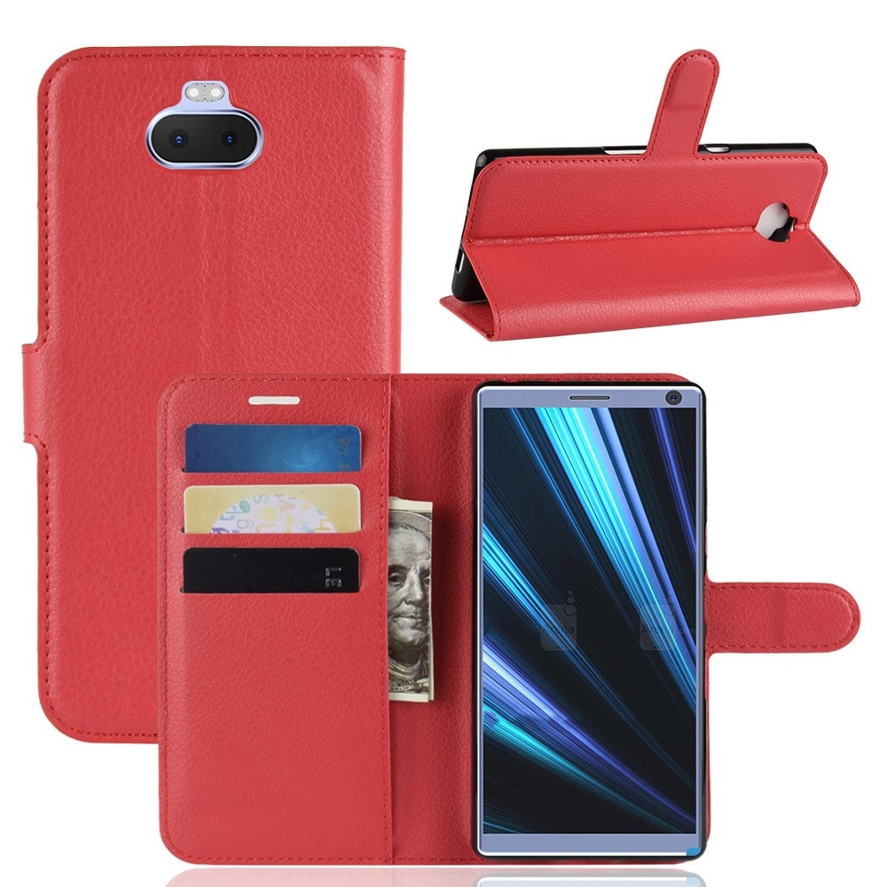  Sony Xperia 10 Plus - Litchi Plånboksfodral - Röd