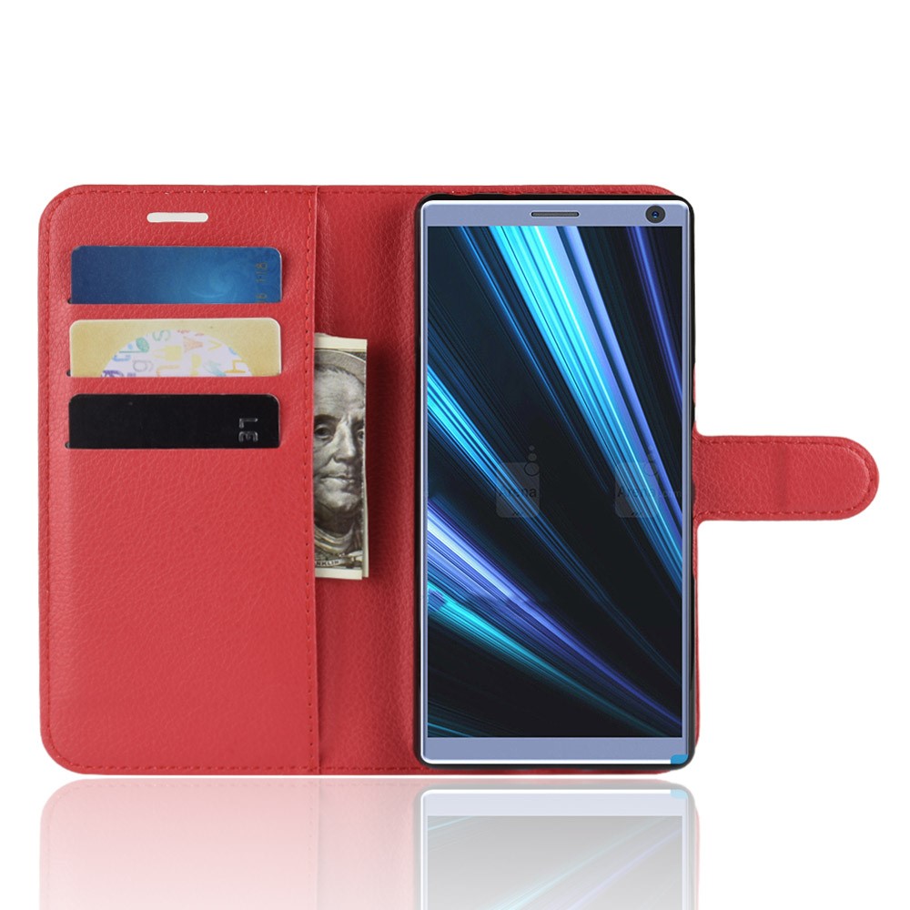  Sony Xperia 10 Plus - Litchi Plånboksfodral - Röd