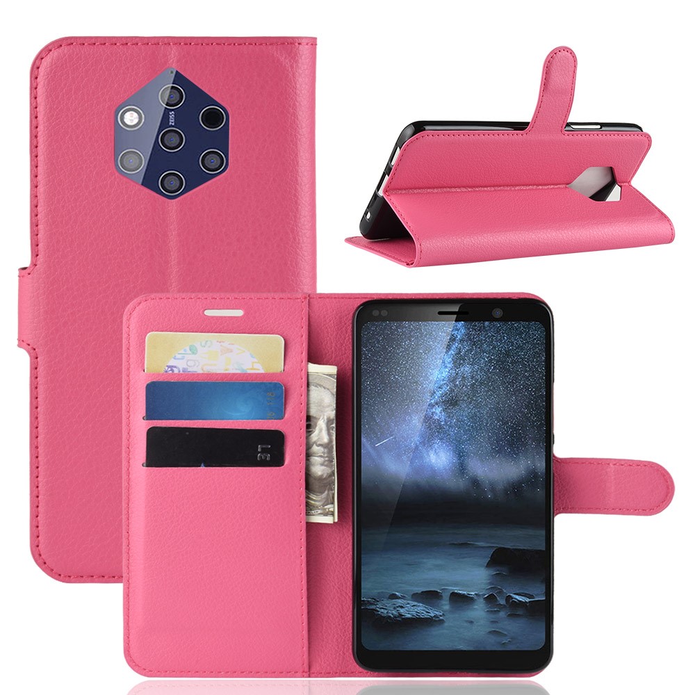  Nokia 9 PureView - Litchi Plånboksfodral - Rosa