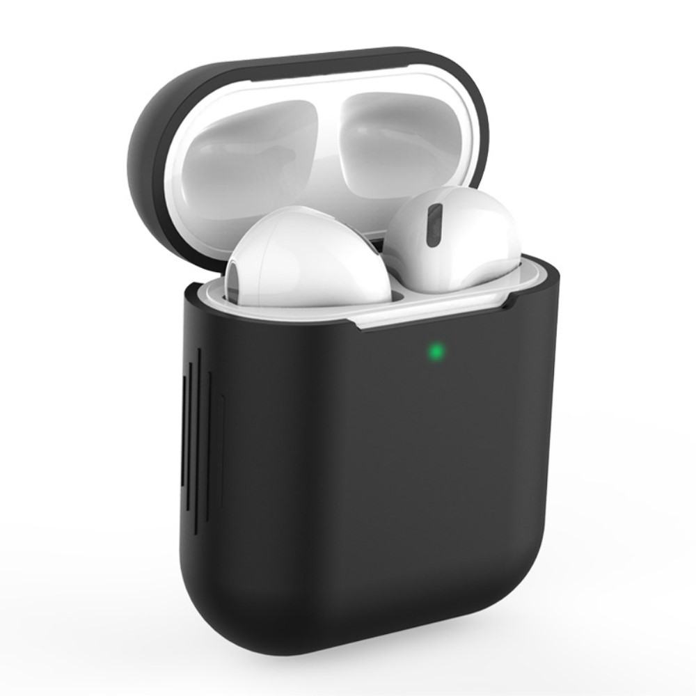  Silikonskal för AirPods med trådlös laddningsetui - Svart