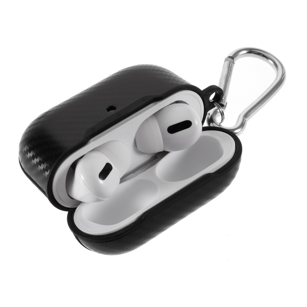  Kolfiberskal med krok till AirPods Pro - Svart